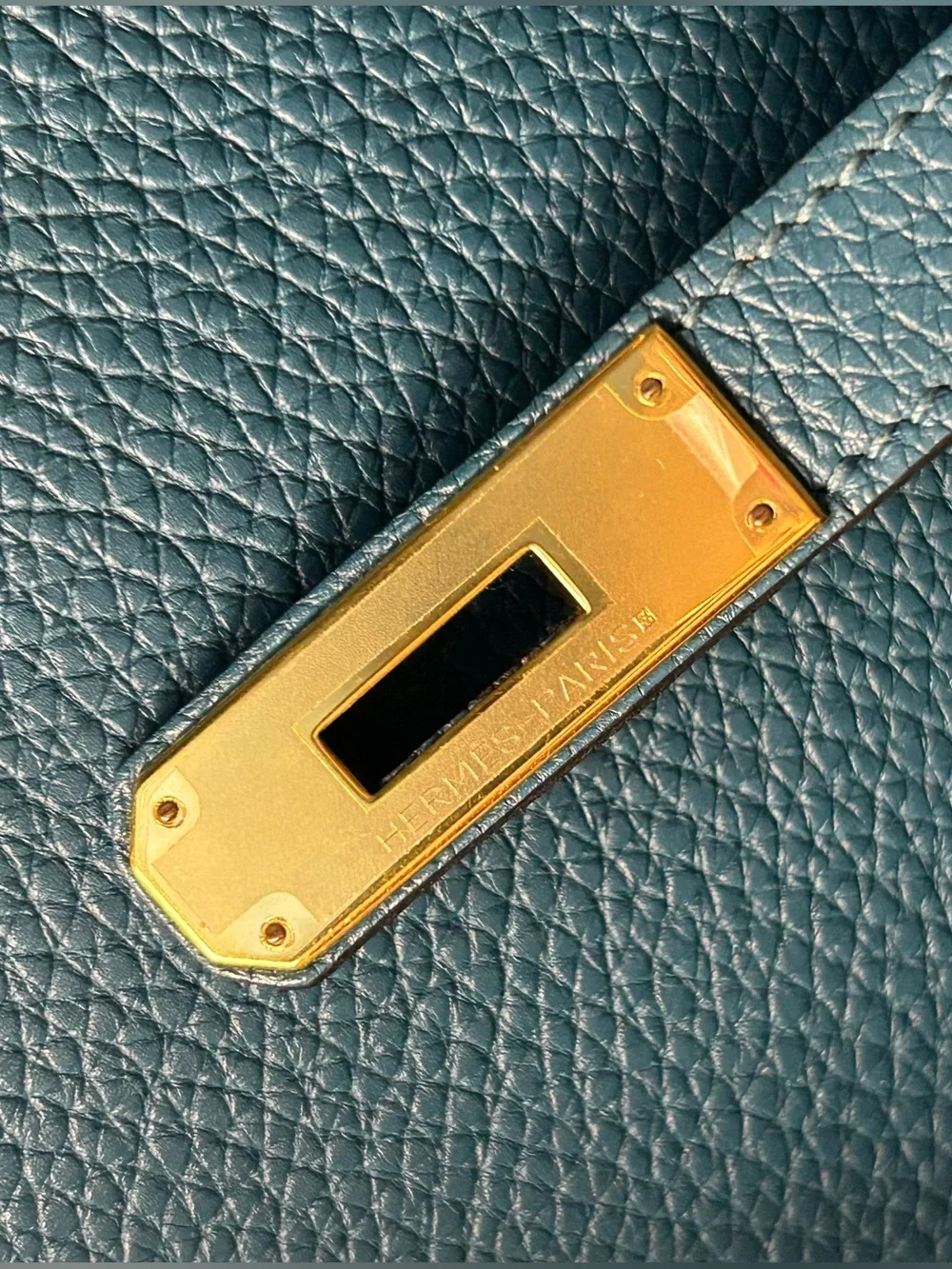 HERMES Birkin 35 Bleu Izmir Togo Leather Gold Hardware Handbag